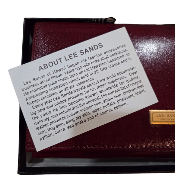 Lee Sands - Genuine Water Buffalo Leather Quality Burgundy Wallet w/Key Chain - Picture 5 of 13